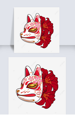 手绘彩色狐狸面具