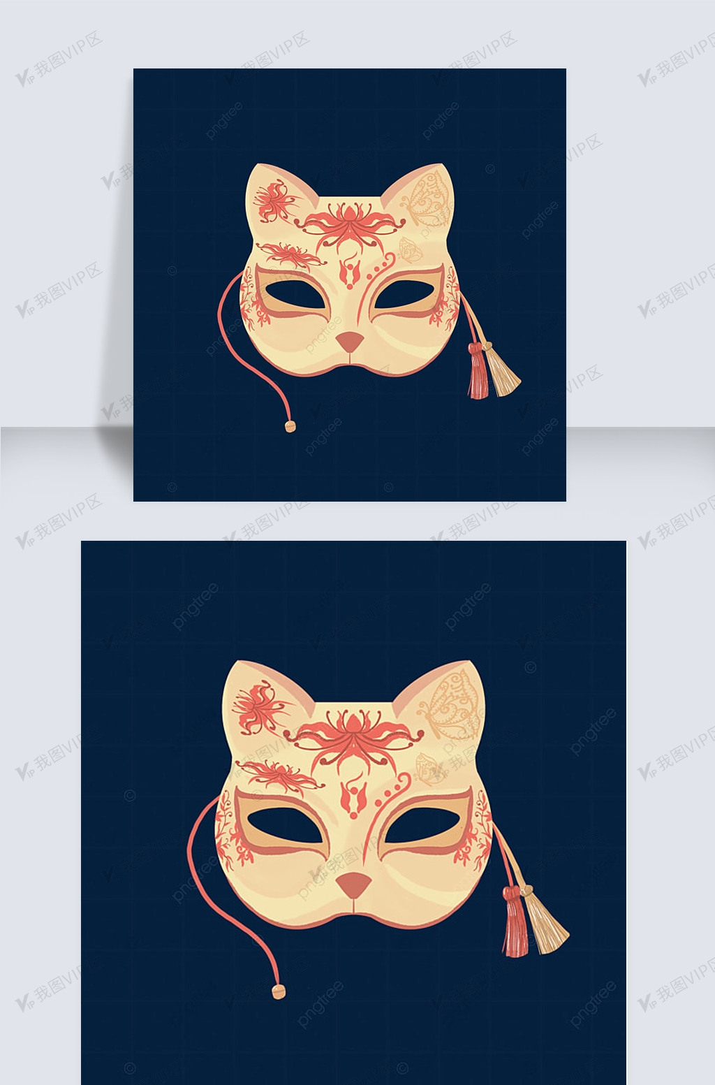 手绘和风狐狸面具