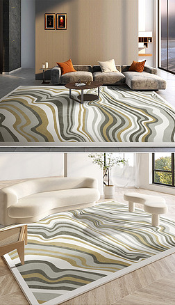 现代轻奢简约抽象线条地毯地垫图案设计