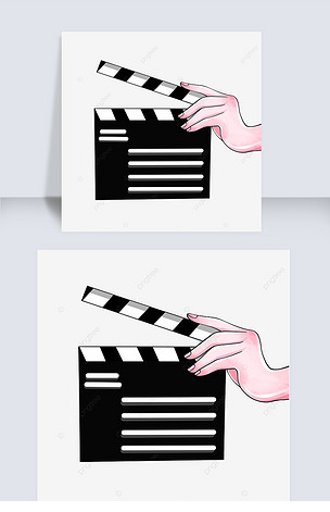 黑白电影电视剧拍板手绘水彩