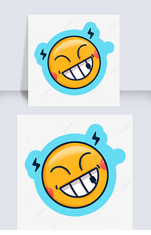 黄色呲牙大笑的卡通可爱头像