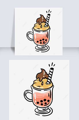 带把手玻璃杯里的冷饮果茶奶盖