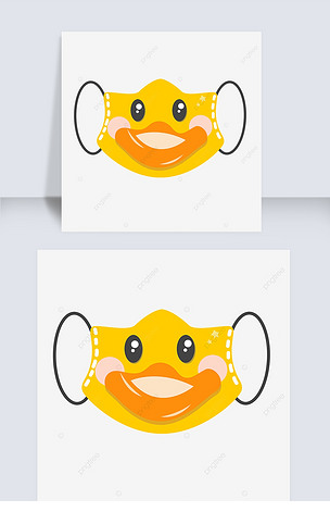 黄色大嘴巴的卡通拟人化鸭子口罩