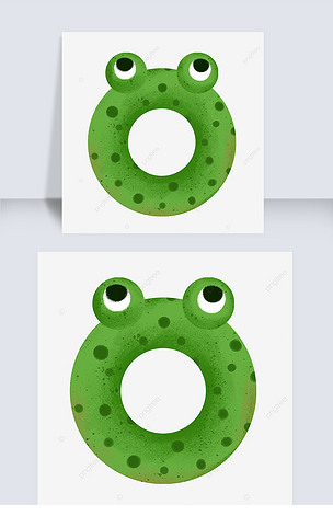 渐变绿色带斑点的圆形卡通青蛙