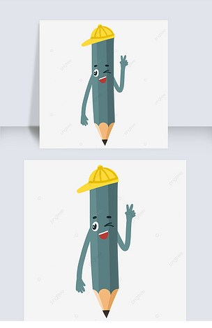卡通手绘学习用品铅笔形象创意设计
