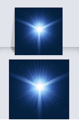 卡通手绘星光科技特效光芒插画蓝光特效