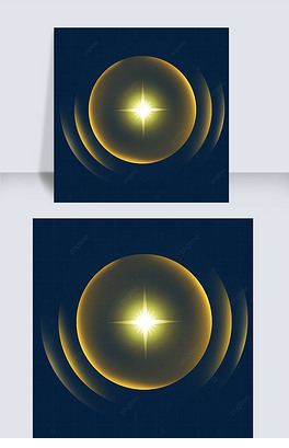 卡通手绘星光科技特效光芒光晕插画