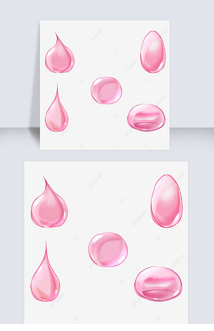 手绘通透明亮粉色液体水滴装饰
