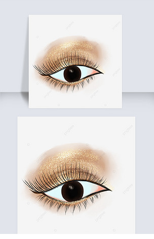 手绘金色眼影纤细眼睫毛