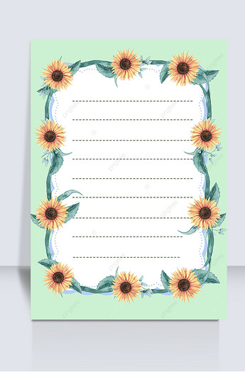 手绘向日葵藤蔓信纸背景