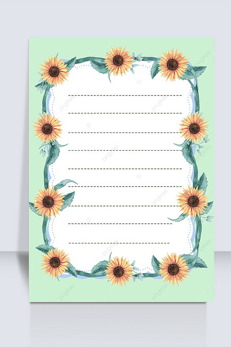 手绘向日葵藤蔓信纸背景