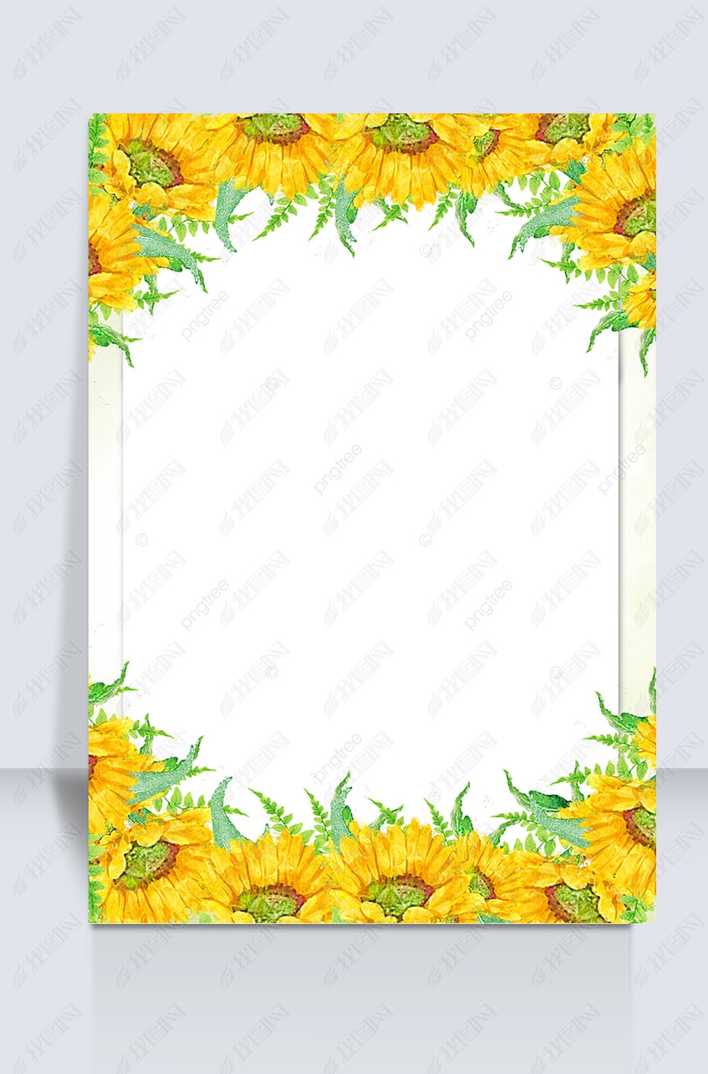 原创清新手绘向日葵边框背景