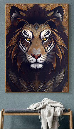 威风凛凛虎王图腾个性老虎创意装饰画