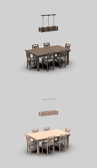 餐桌椅灯组合犀牛3D模型