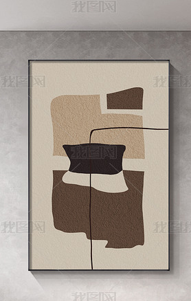 现代抽象肌理大幅侘寂风玄关客厅沙发装饰画4