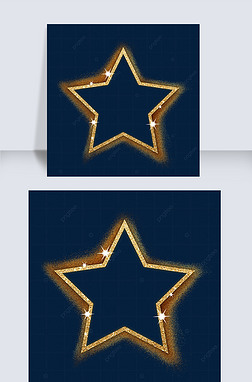 五角星动画免抠元素|五角星创意金粉边框