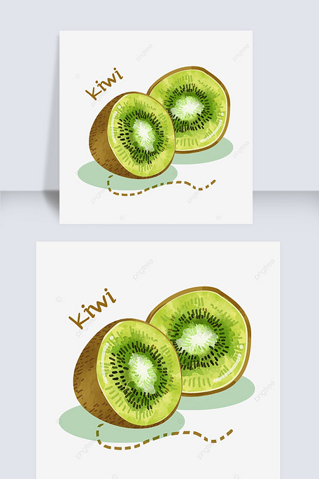 切开的猕猴桃灰色英文插画
