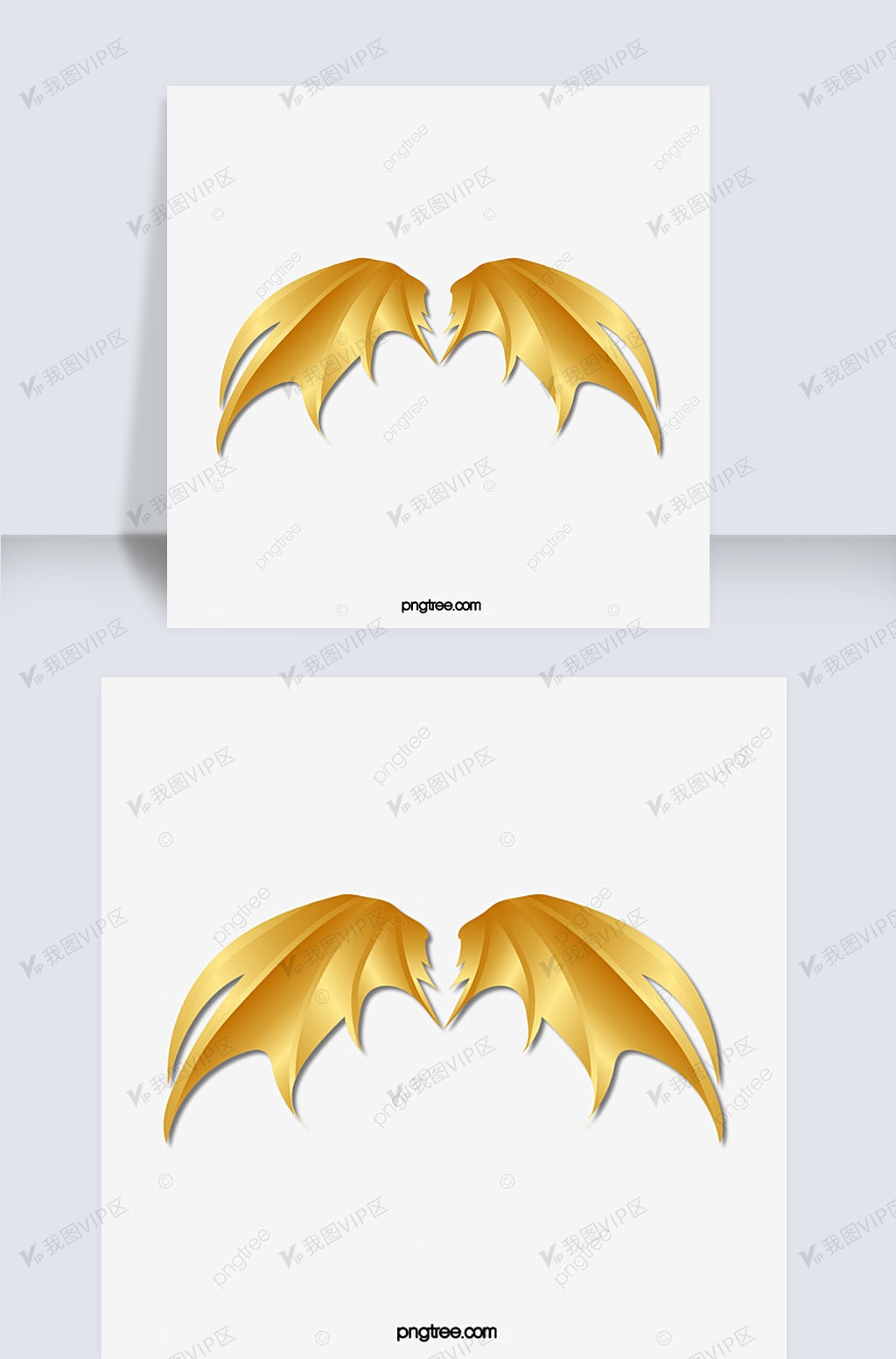 矢量金属金色天使黄色龙翼翅膀