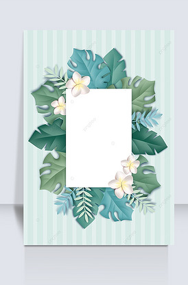 绿色龟背叶植物环绕边框背景