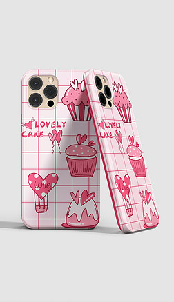 创意可爱小清新f粉色格子卡通蛋糕手机壳