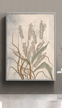 几何大麦子抽象手绘创意茶艺麦田玄关装饰画