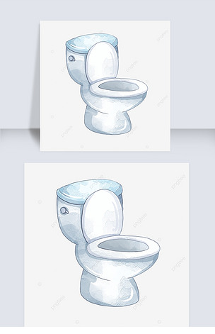 白色手绘卫生间马桶创意插画