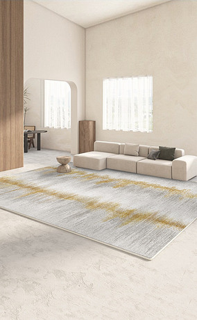 现代简约金色抽象轻奢客厅卧室地毯地垫图案设计