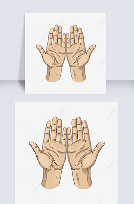 卡通手绘双手祈祷摊开插画