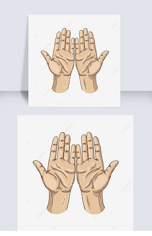 卡通手绘双手祈祷摊开插画