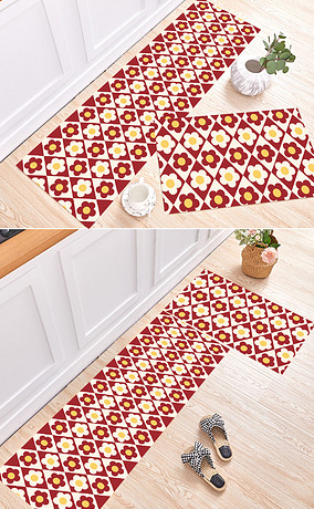 创意现代条纹花朵厨房地垫厨房垫卧室地毯