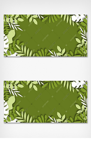 龟背叶树丛绿色边框背景