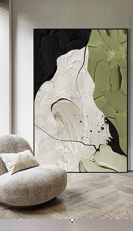 现代抽象油画肌理立体玄关装饰画3