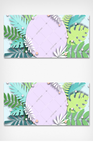 夏天龟背叶圆形边框背景