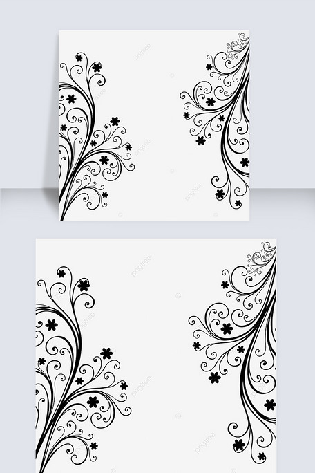 黑色创意手绘花藤装饰图案