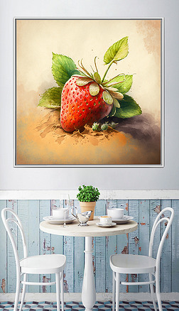 草莓の丰年原创水彩绘画写意水果室内装饰画