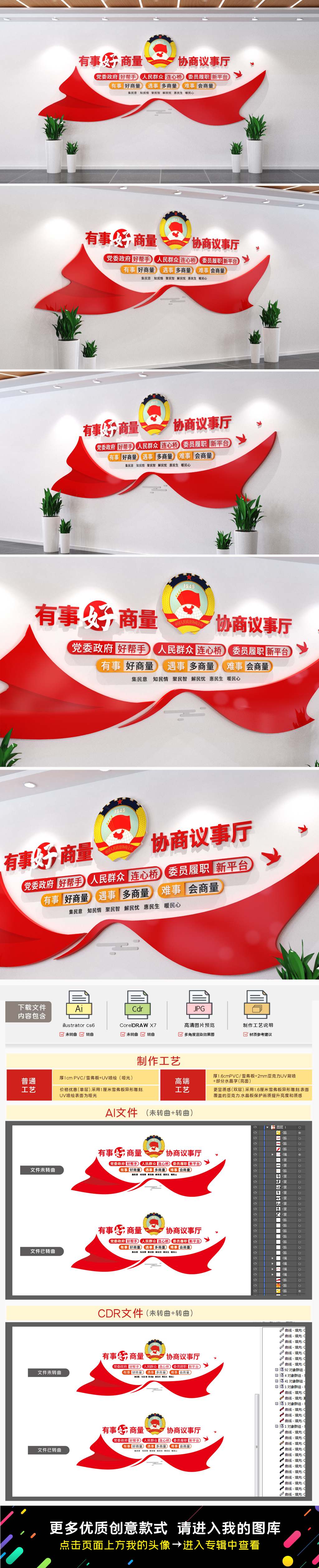 有事好商量社区协商议事厅文化墙政协文化墙