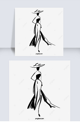 手绘女人裙子时尚简约抽象时尚