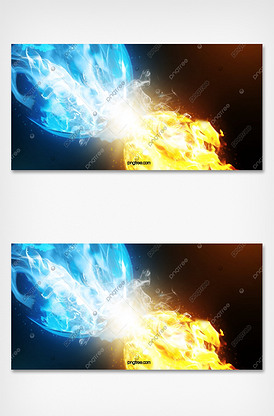 手绘创意质感水火碰撞背景