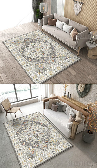 时尚美式抽象古典波斯复古欧式客厅地毯地垫图案设计