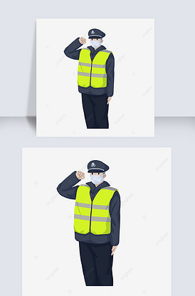 警察戴口罩敬礼图片