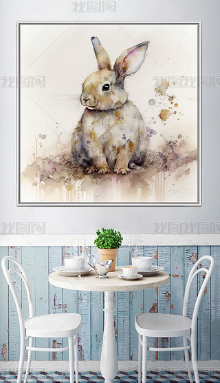 萌萌哒可爱兔子原创设计现代简约动物装饰画