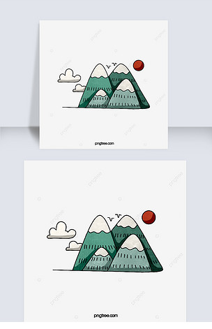 卡通手绘创意大山山峰