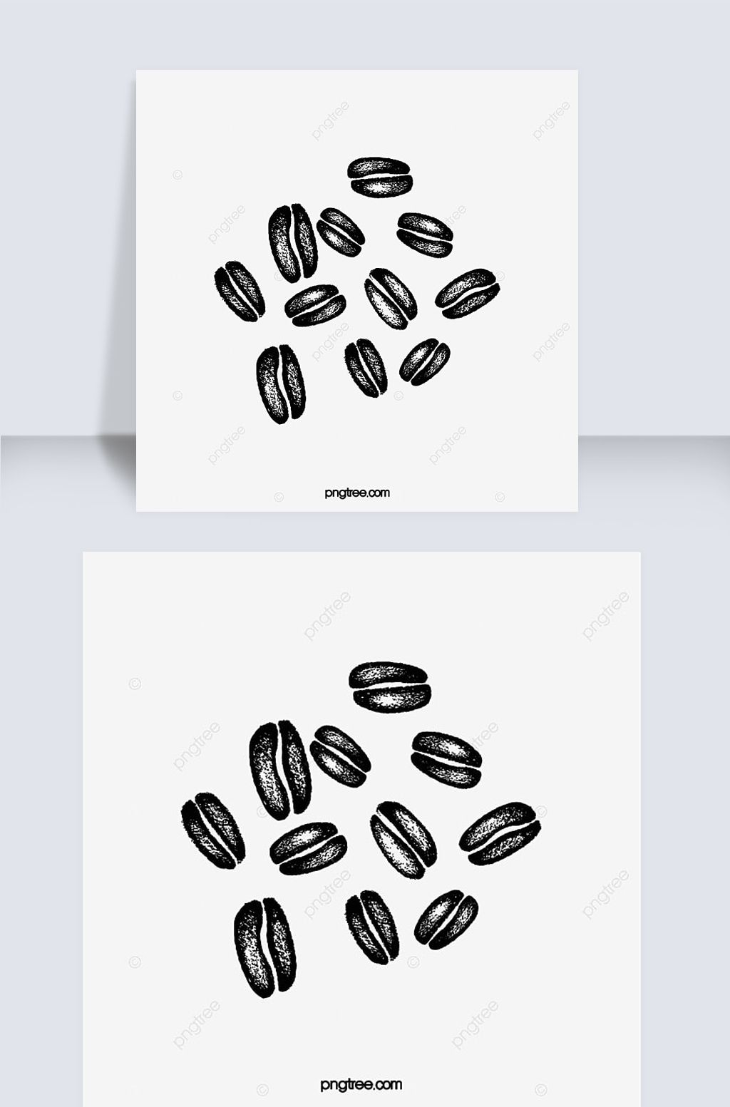咖啡豆黑白线稿