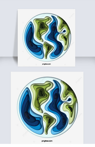 剪纸风可爱星球地球