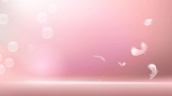 粉红色粒子羽毛化妆美容产品背景