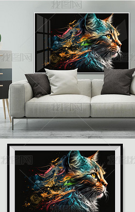 北欧风动物元素客厅抽象装饰画