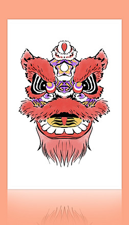 原创手绘国画水墨国潮大气醒狮插画