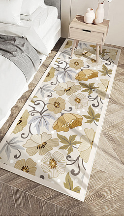 北欧轻奢植物叶子客厅卧室地毯床边毯图案设计