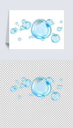免扣透明蓝色泡泡水泡气泡海洋泡泡元素