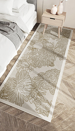 北欧复古线描植物花卉客厅卧室地毯床边毯
